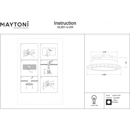 Lampa podtynkowa Share Maytoni - regulacja, biały metal | Sklep