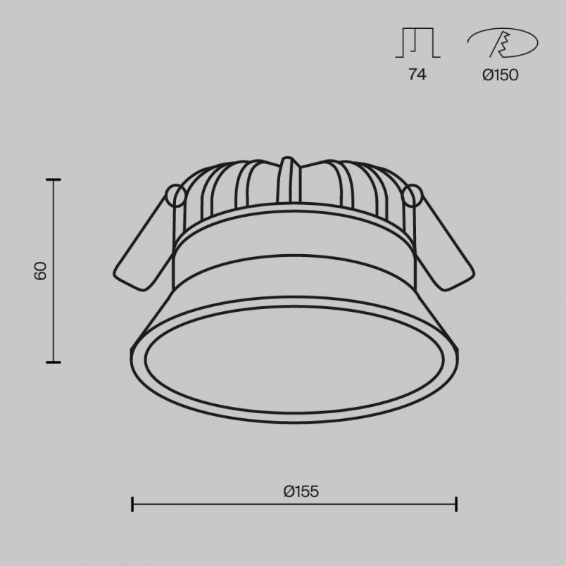 Lampa podtynkowa LED biała Maytoni Okno | Downlight do łazienki IP44