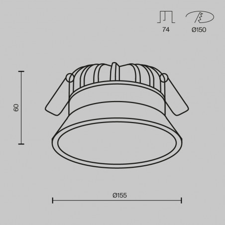Lampa podtynkowa LED biała Maytoni Okno | Downlight do łazienki IP44