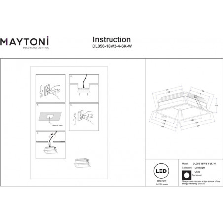 Lampa podtynkowa LED biała Maytoni Okno | Downlight do łazienki IP44