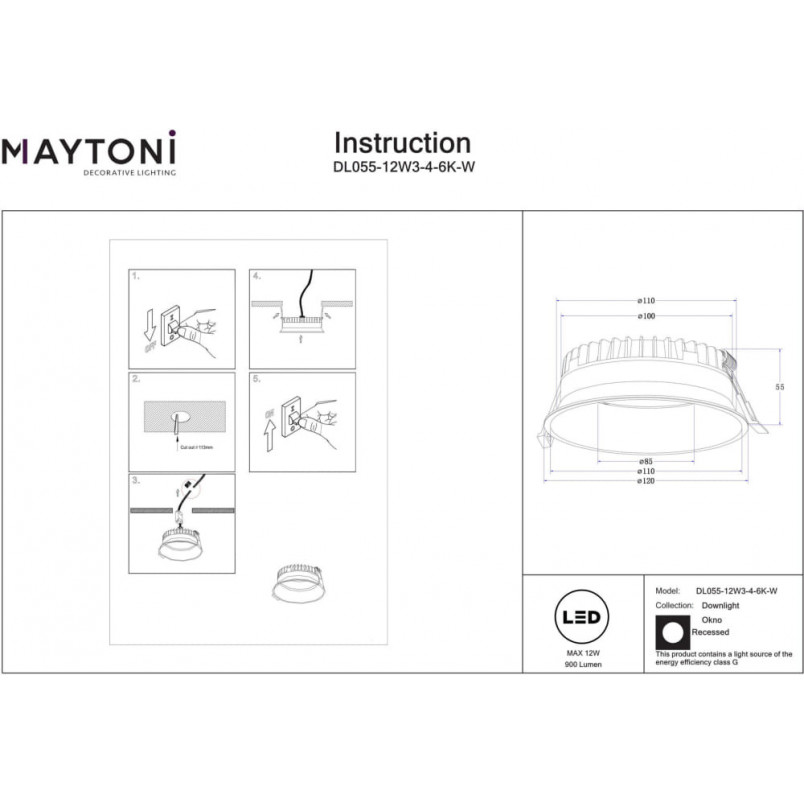 Lampa podtynkowa LED Maytoni Okno | Biała, IP44, 12cm