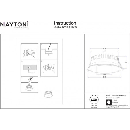 Lampa podtynkowa LED Maytoni Okno | Biała, IP44, 12cm