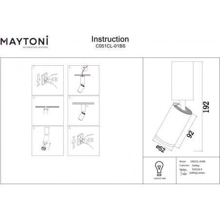 Reflektor sufitowy Focus S Maytoni | Mosiądz, GU10