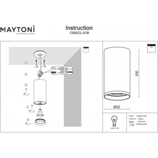 Lampa tuba spot Focus S Maytoni - czarna, GU10 | Sklep
