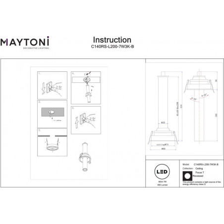 Reflektor Focus T LED czarny Maytoni | Oświetlenie sufitowe