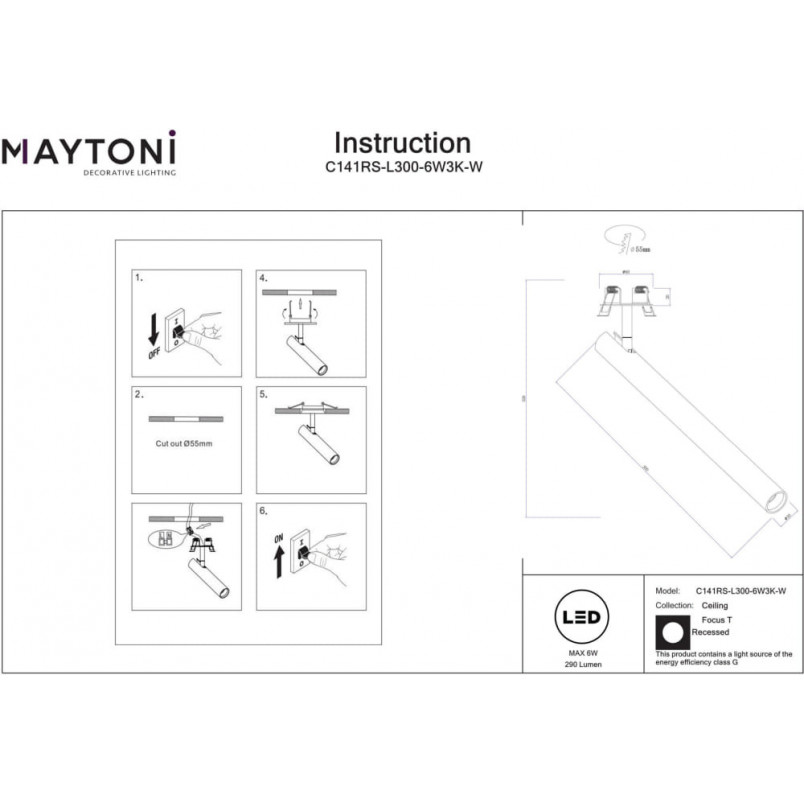 Reflektor sufitowy Focus T LED biały Maytoni | Sklep z oświetleniem