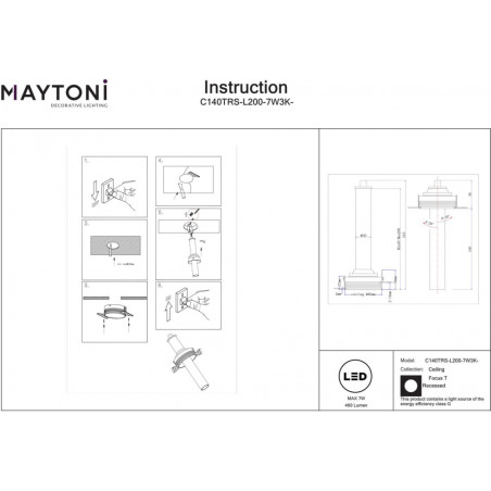 Reflektor Focus T II LED Maytoni - Mosiądz | Oświetlenie LED
