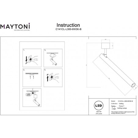 Reflektor sufitowy Focus T LED czarny Maytoni | 3000K