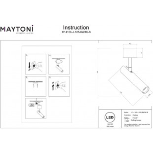 Reflektor sufitowy Focus T LED czarny Maytoni | 3000K