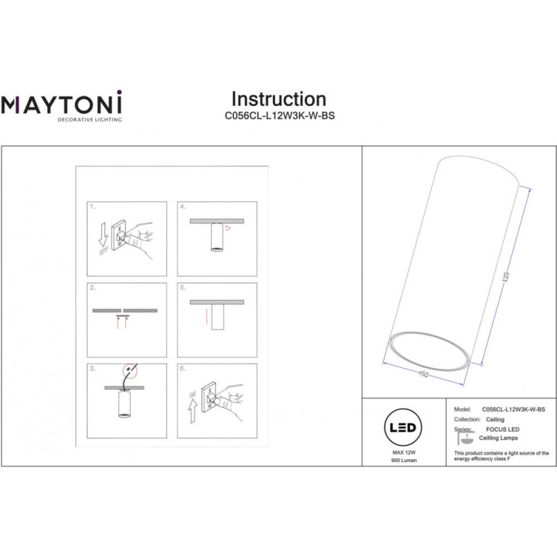 Lampa Spot LED Mosiężna Maytoni Focus - Oświetlenie
