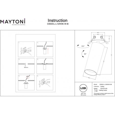 Reflektor Focus LED Maytoni | 3000K, Czarny | Sklep z Lampami