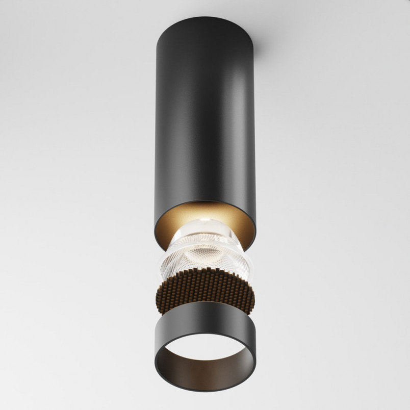 Lampa Tuba LED Focus Maytoni | Natynkowa, Ściemnialna, Czarna