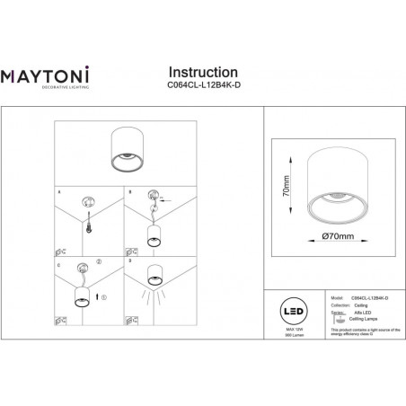 Lampa spot Alfa LED czarna Maytoni - 7cm - Ściemniacz