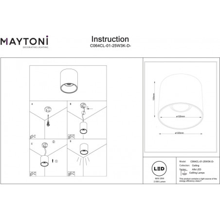 Lampa spot Alfa LED czarna Maytoni | Ściemnialna, 12,5cm