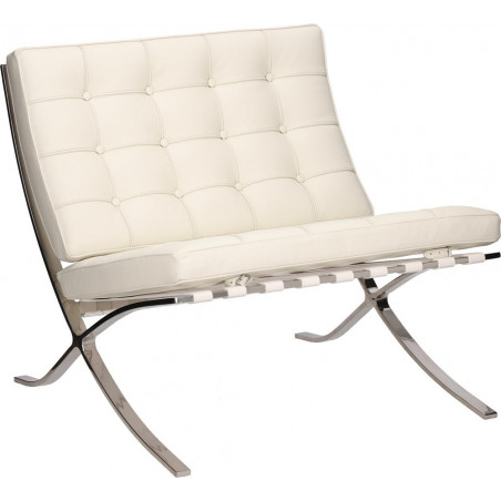 Fotel skórzany pikowany BA1 biały D2.Design - Luksusowy Design