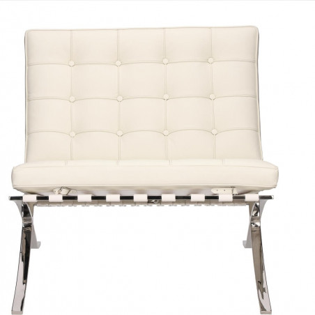 Fotel skórzany pikowany BA1 biały D2.Design - Luksusowy Design