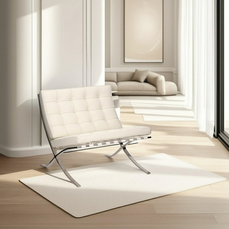 Fotel skórzany pikowany BA1 biały D2.Design - Luksusowy Design