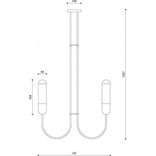 Żyrandol wiszący szklany z drewnem Funsui B 73,7cm H132,7cm czarny Ummo