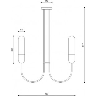 Żyrandol wiszący szklany z drewnem Funsui B 73,7cm H97,7cm czarny Ummo