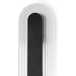 Kinkiet owalny z ryflowanym szkłem Riflo W B LED 48,8cm czarny Ummo