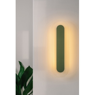 Kinkiet owalny z ryflowanym szkłem Riflo W B LED 48,8cm oliwkowy Ummo