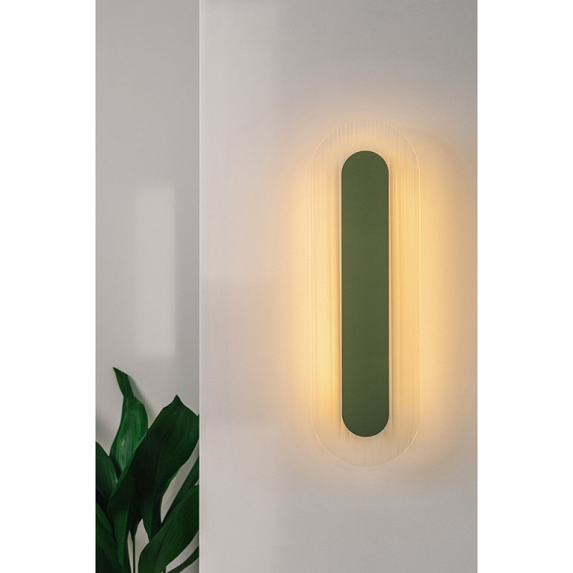 Kinkiet Riflo W B LED Ummo | Owalny, Szklany, Zielony
