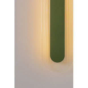 Kinkiet owalny z ryflowanym szkłem Riflo W B LED 48,8cm oliwkowy Ummo