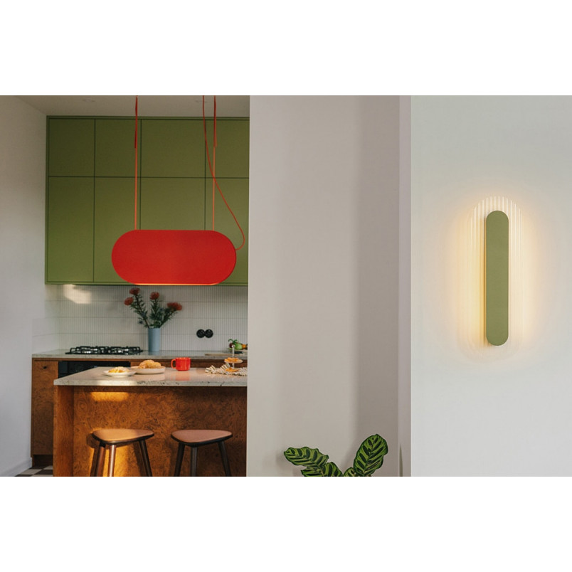 Kinkiet Riflo W B LED Ummo | Owalny, Szklany, Zielony