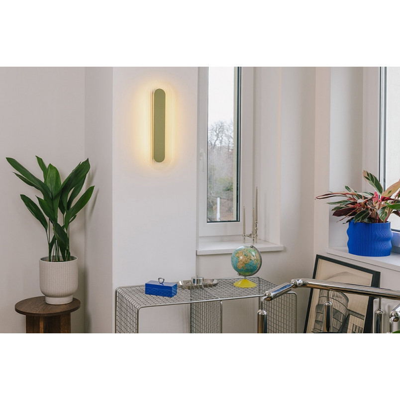 Kinkiet Riflo W B LED Ummo | Owalny, Szklany, Zielony
