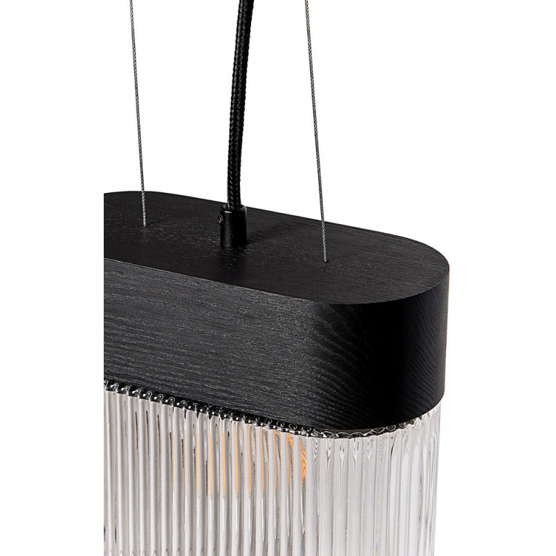 Lampa wisząca Flumina czarna - drewno, szkło | Ummo