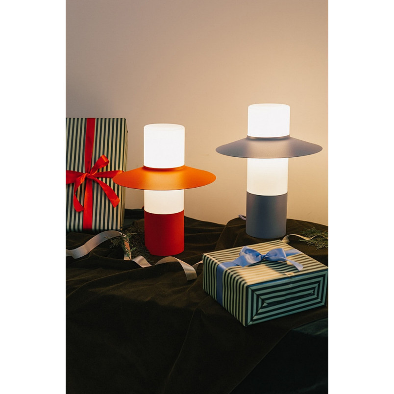 Lampa stołowa retro Caponio niebieska Ummo | Stylowe oświetlenie