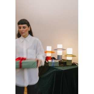 Lampa stołowa retro Caponio niebieska Ummo | Stylowe oświetlenie