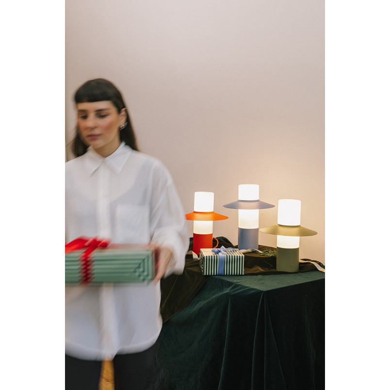 Lampa stołowa retro Caponio niebieska Ummo | Stylowe oświetlenie