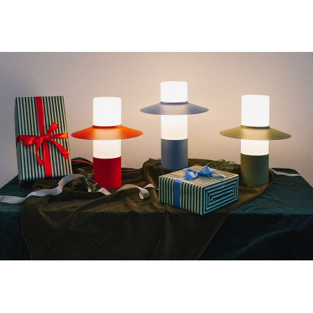 Lampa stołowa retro Caponio niebieska Ummo | Stylowe oświetlenie