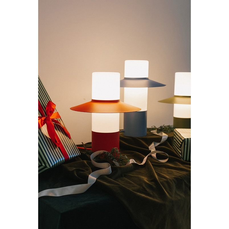 Lampa stołowa retro Caponio | Ummo - Czerwono-pomarańczowa