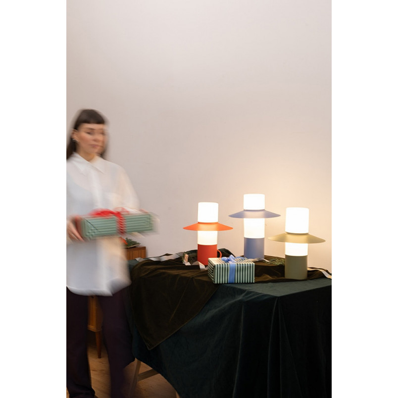 Lampa stołowa retro Caponio Ummo - Zielona i Biała | Kup teraz!