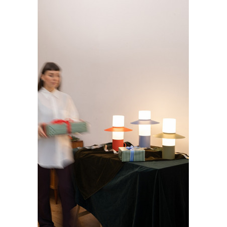 Lampa stołowa retro Caponio Ummo - Zielona i Biała | Kup teraz!