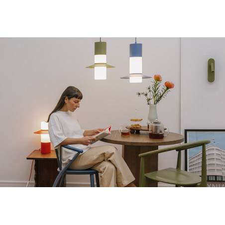 Lampa wisząca retro Caponio | Niebieska Ummo | Sklep z lampami