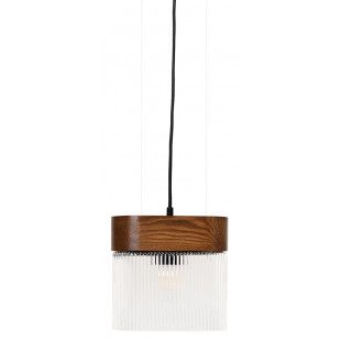 Lampa wisząca drewniana z ryflowanym kloszem Flumina 20,5cm orzechowa Ummo
