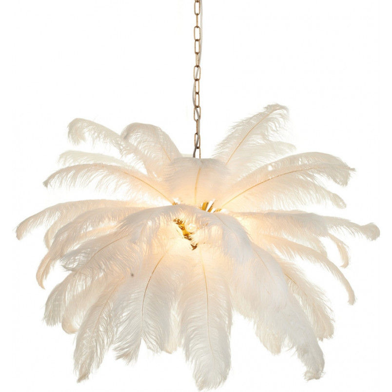Lampa wisząca Emu biała z piórami | Step Into Design
