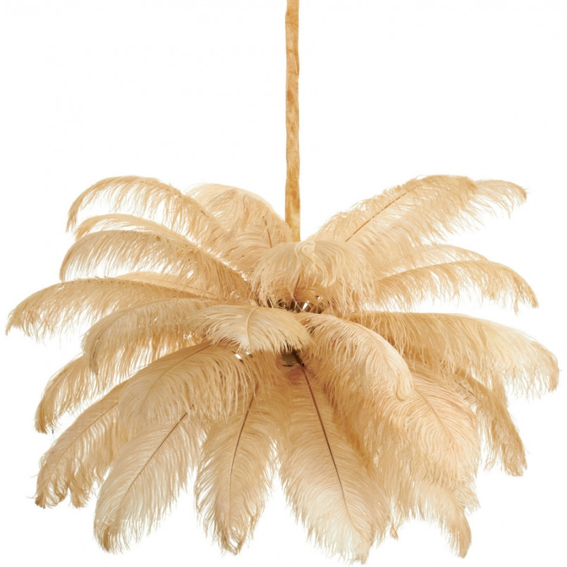 Lampa wisząca z piórami Emu 100cm beżowa | Step Into Design