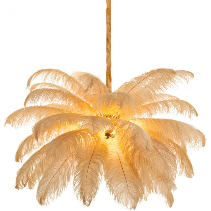 Lampa wisząca z piórami Emu 100cm beżowa | Step Into Design