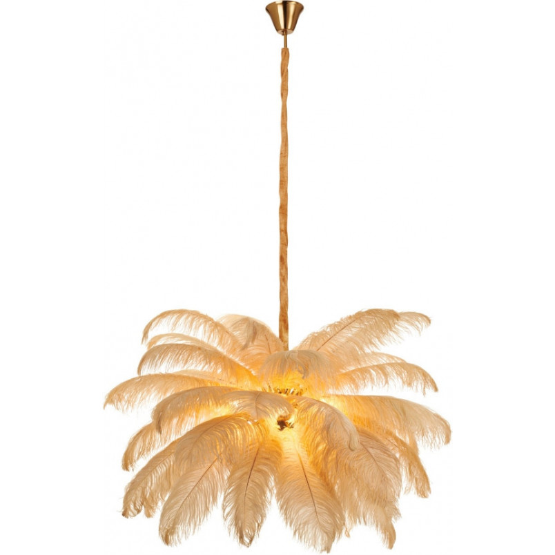 Lampa wisząca z piórami Emu 100cm beżowa | Step Into Design
