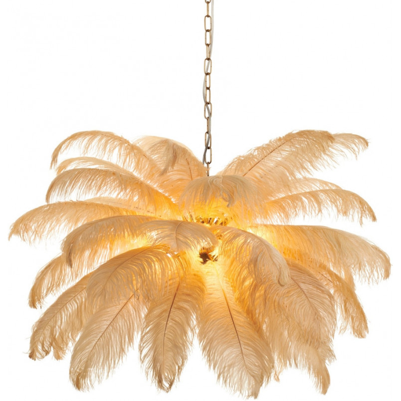 Lampa wisząca z piórami Emu 100cm beżowa | Step Into Design