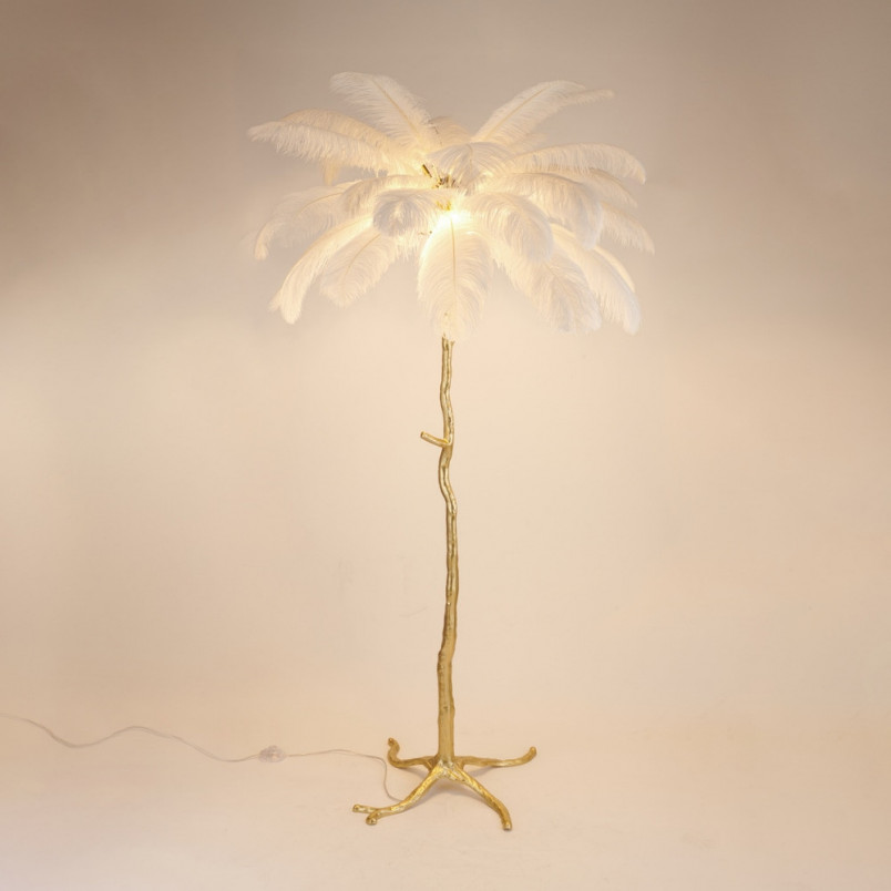 Lampa podłogowa Emu biało-złota | Step Into Design
