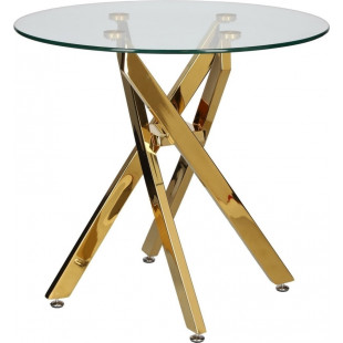 Stolik szklany Amber 60cm złota podstawa | Intesi