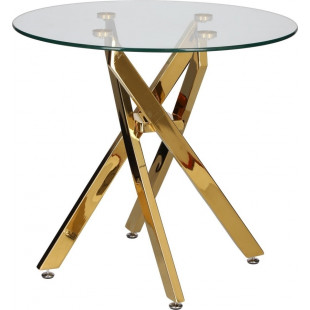 Stolik szklany Amber 60cm złota podstawa | Intesi