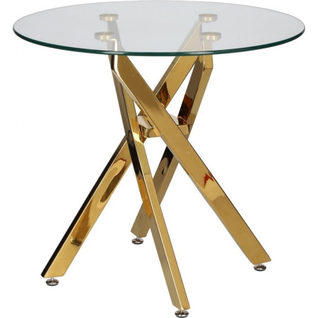 Stolik szklany Amber 60cm złota podstawa | Intesi