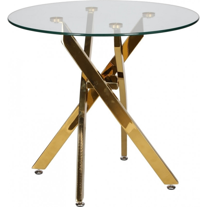 Stolik szklany Amber 60cm złota podstawa | Intesi