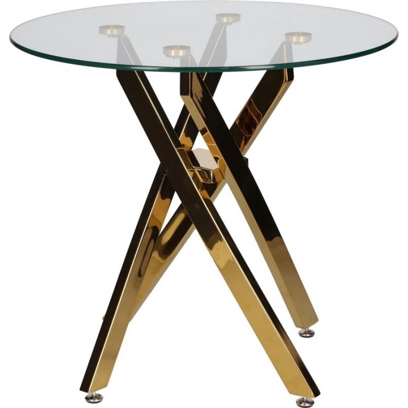 Stolik szklany Amber 60cm złota podstawa | Intesi